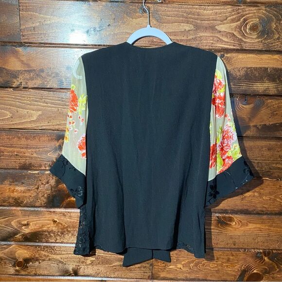 Vintage Spencer Alexis Silk Blend Kimono Style Floral Lace Blouse/Jacket  Size M - Picture 15 of 16